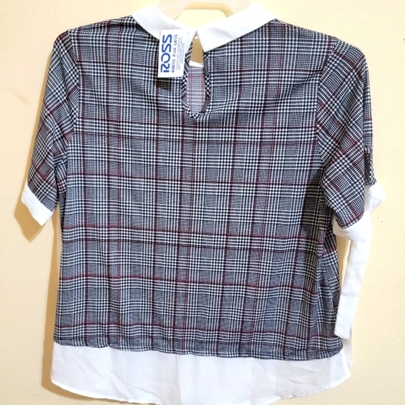 Plaid Girls Shirt with Fake Collar Undershirt - Picture 2 of 2